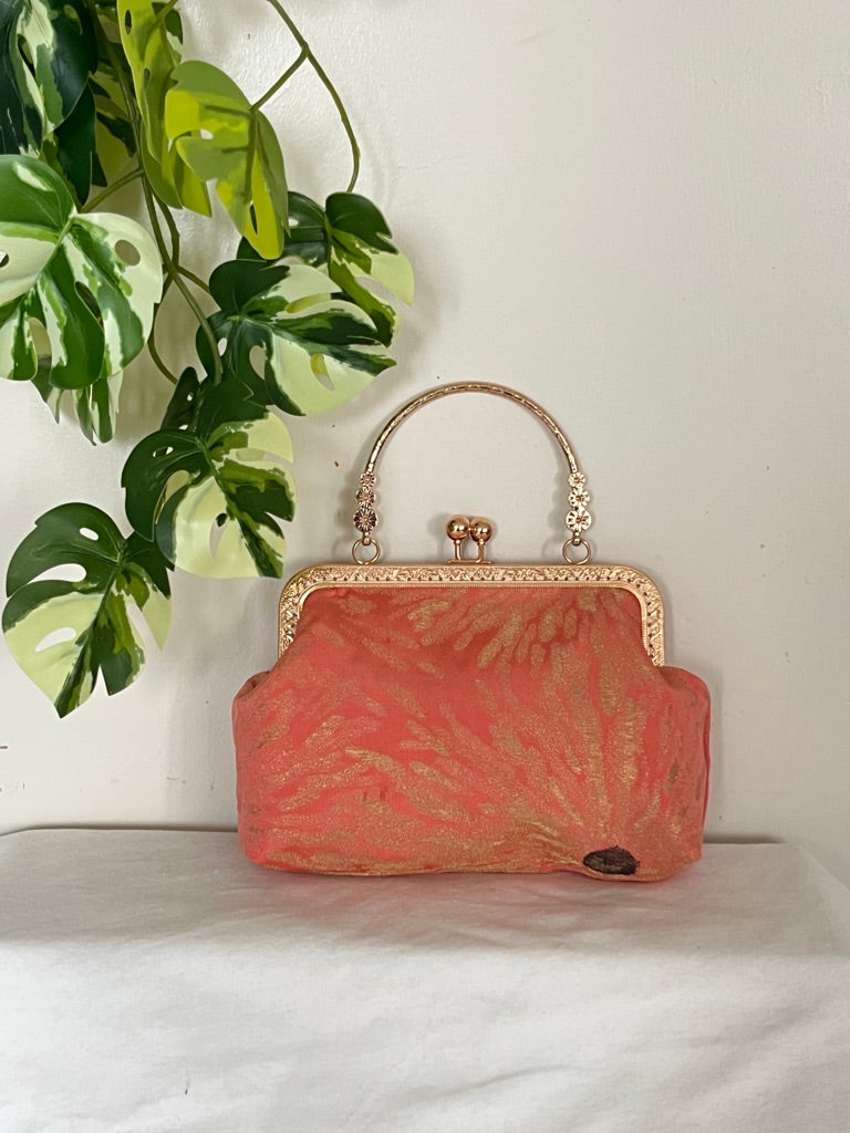 Upcycled Kimono Fabric Medium Gamaguchi Purse - Unique and