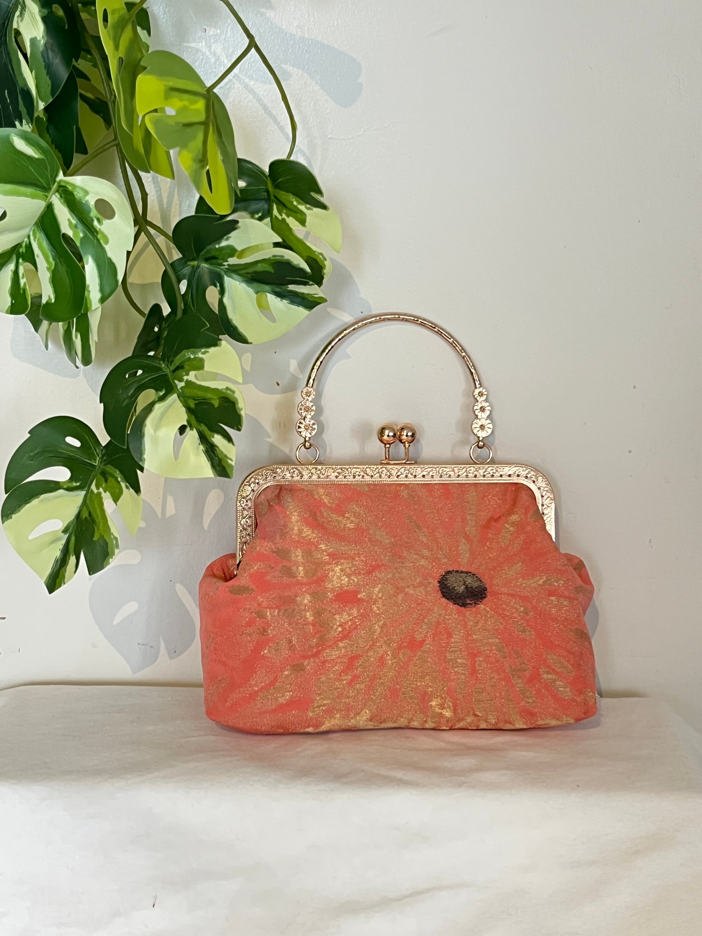 Upcycled Kimono Fabric Medium Gamaguchi Purse - Unique and