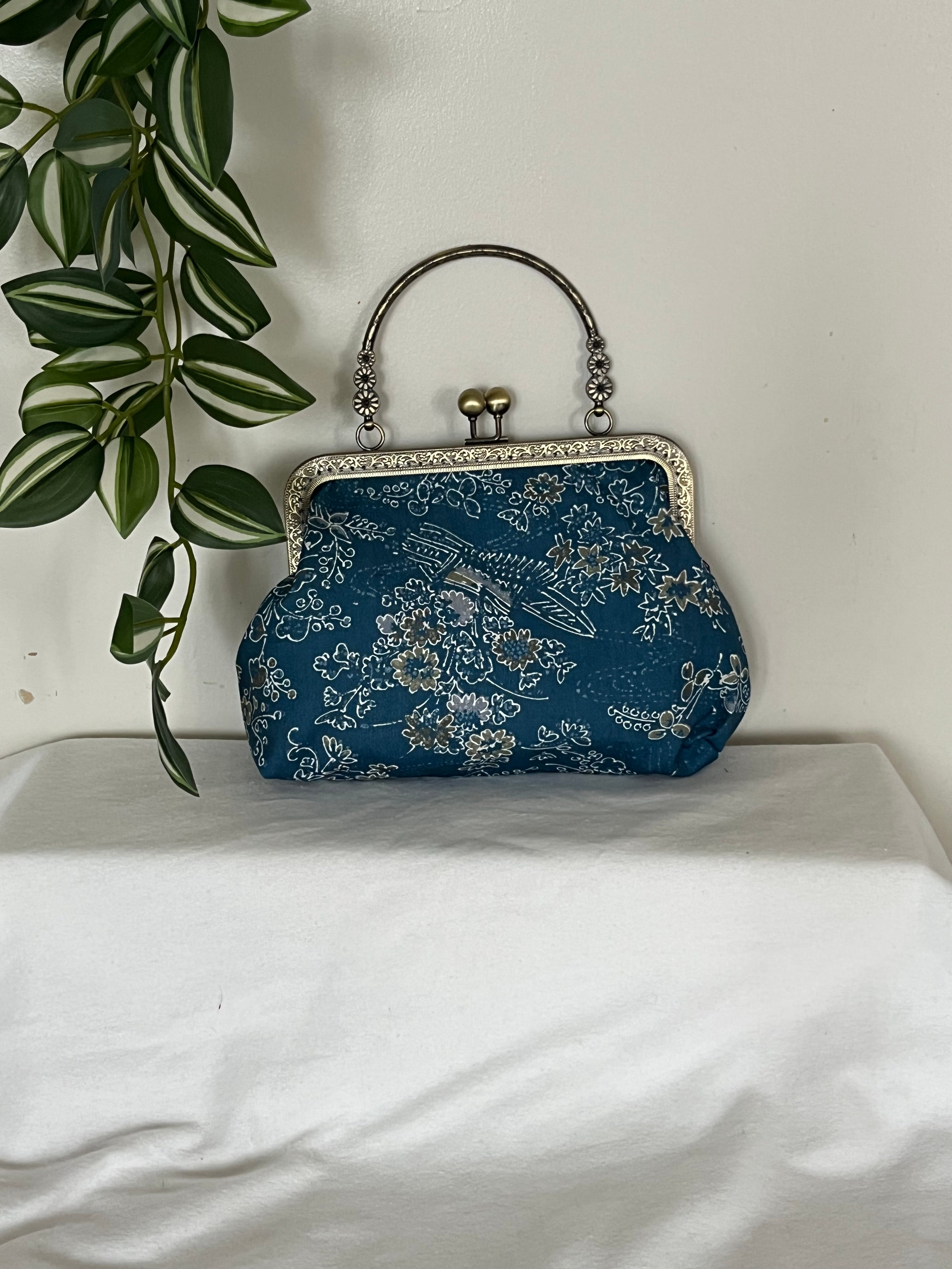 Upcycled Kimono Fabric Medium Gamaguchi Purse - Unique and
